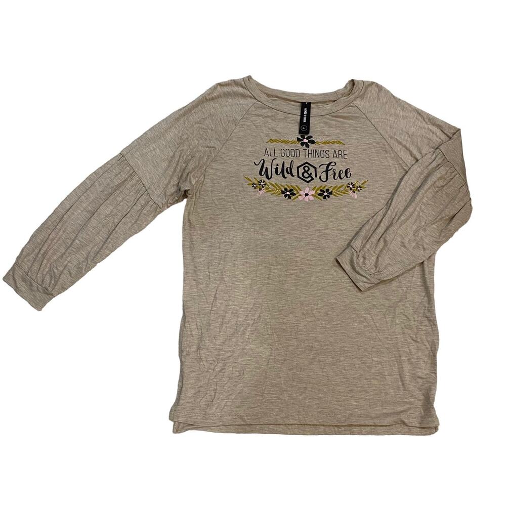 Agnes and Dora Tan Raglan Long Sleeve Tee Size Medium  - 23